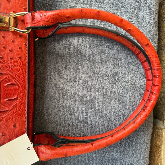 Brand New Le Miel Orange Handbag PETA approved Vegan.  Alligator / Ostrich print - Picture 16 of 16